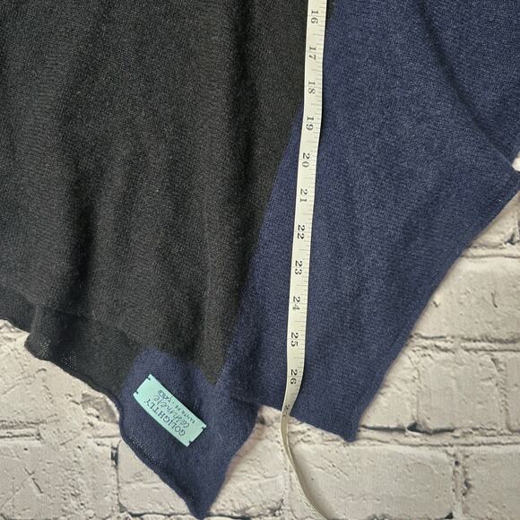 Golightly Cashmere Black Blue Colorblock Knit Soft Poncho Sweater - Picture 6 of 6